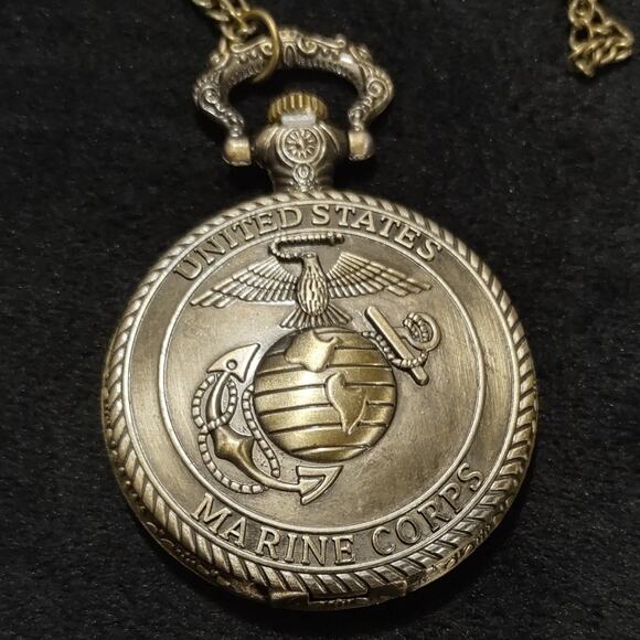 U.S Marine Corps Pocket Watch United States America Veteran USMC Gift Birthday - Picture 1 of 5